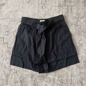 Marine Layer Womens Karleigh Pull On Belted Shorts Hemp Tencel Dark Blue Large